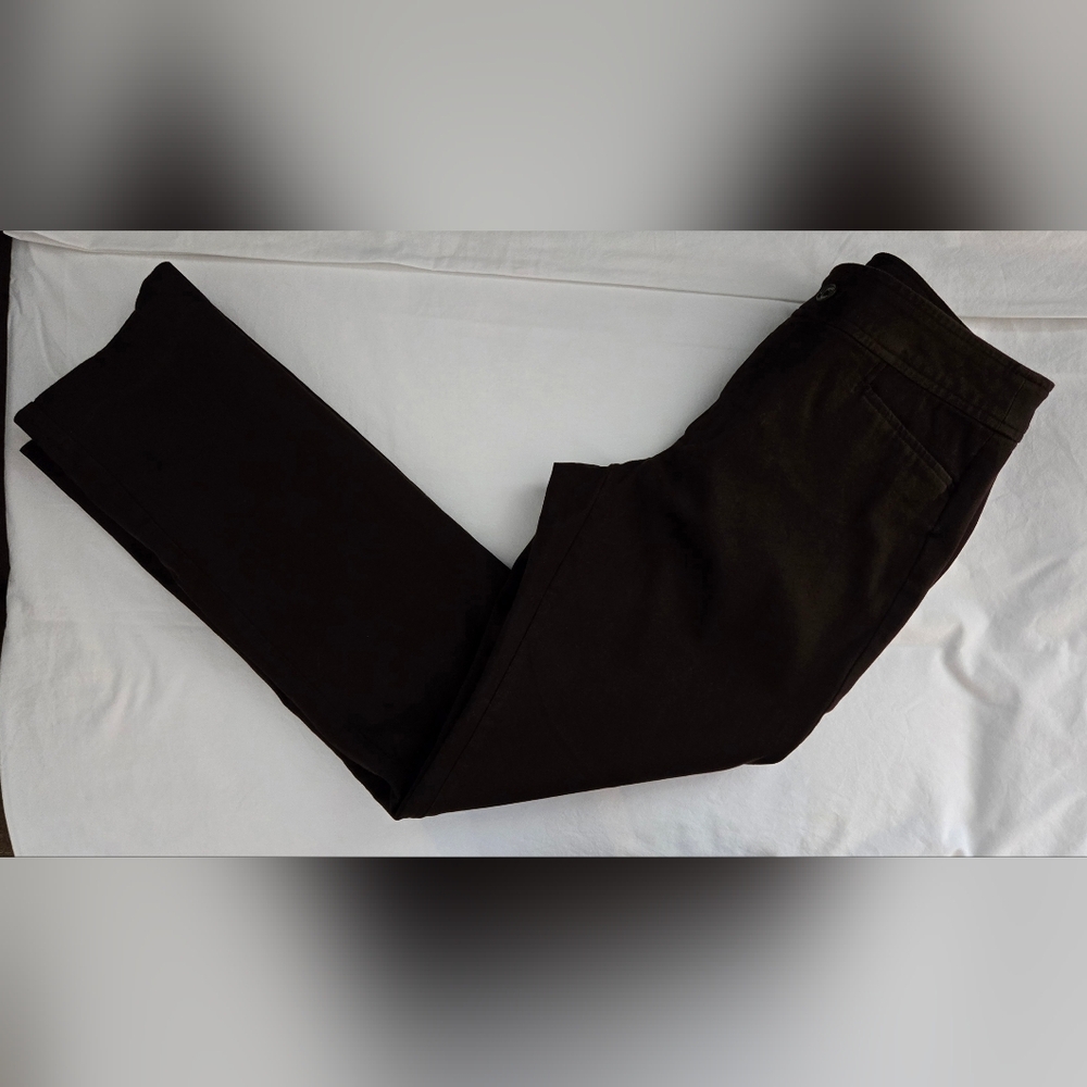 Ladies Chaps Trouser Style Jeans Brown Euc Mid Rise Straight Leg